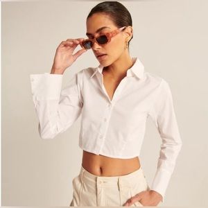 Abercrombie Cropped Poplin Button Up Shirt